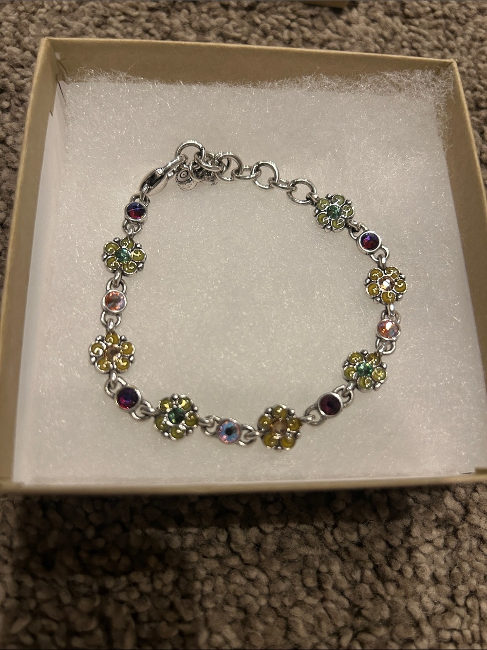 Brighton Multicolor Flower Link Bracelet - Yellow, Green, Pink, Purple